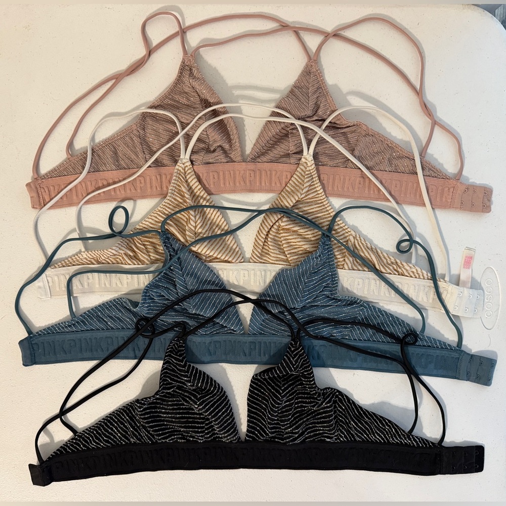 Victoria’s Secret PINK Wireless Unlined Bralette Bra Strap Size XS Lot Of 4 Bras